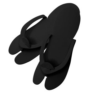 Foam Slippers – Black (12 pairs)
